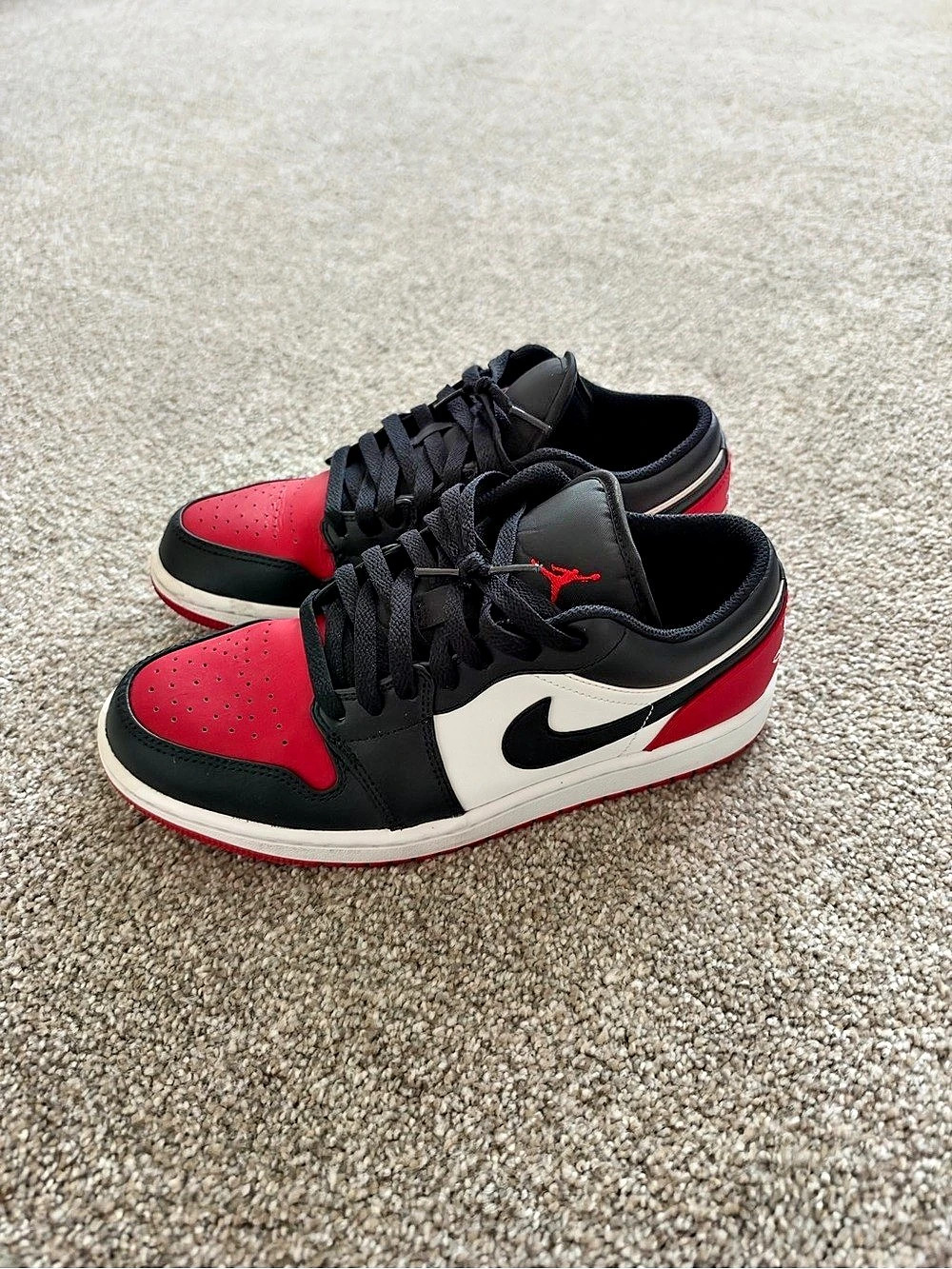 Jordan Air Jordan 1 Low Bred Toe 2.0 Sneakers Black & Red US 7.5